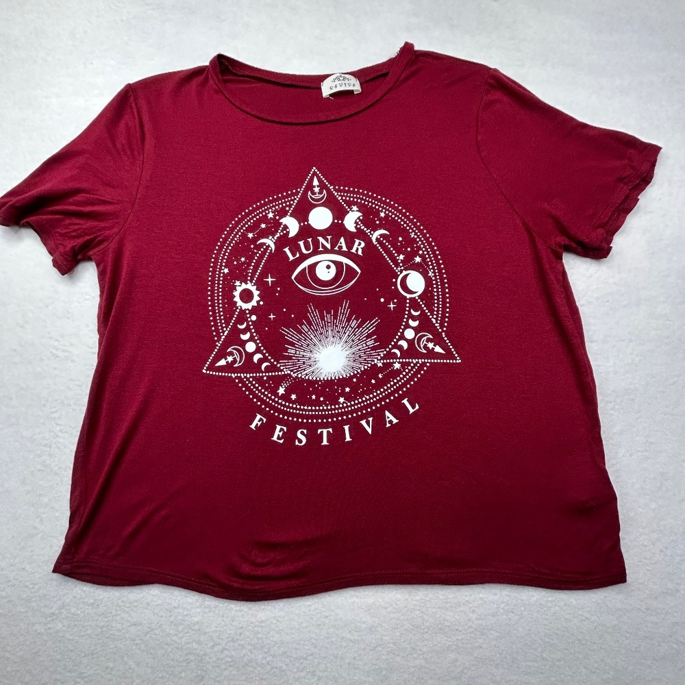 Revive brand "Lunar Festival" Moon Pyramid Occult Eye T-shirt Medium to Large